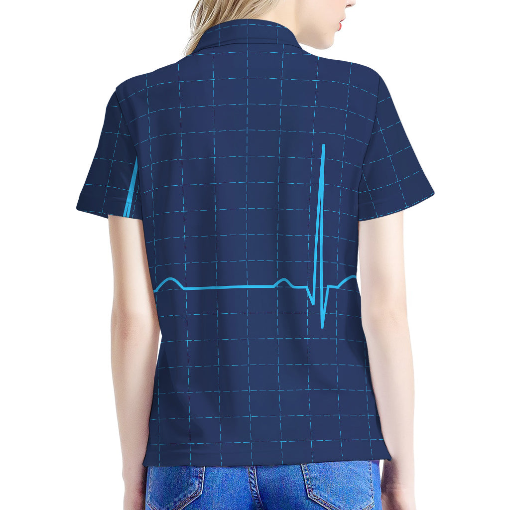 Heartbeat Electrocardiogram Print Women's Polo Shirt