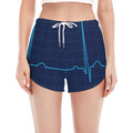 Heartbeat Electrocardiogram Print Women's Split Running Shorts