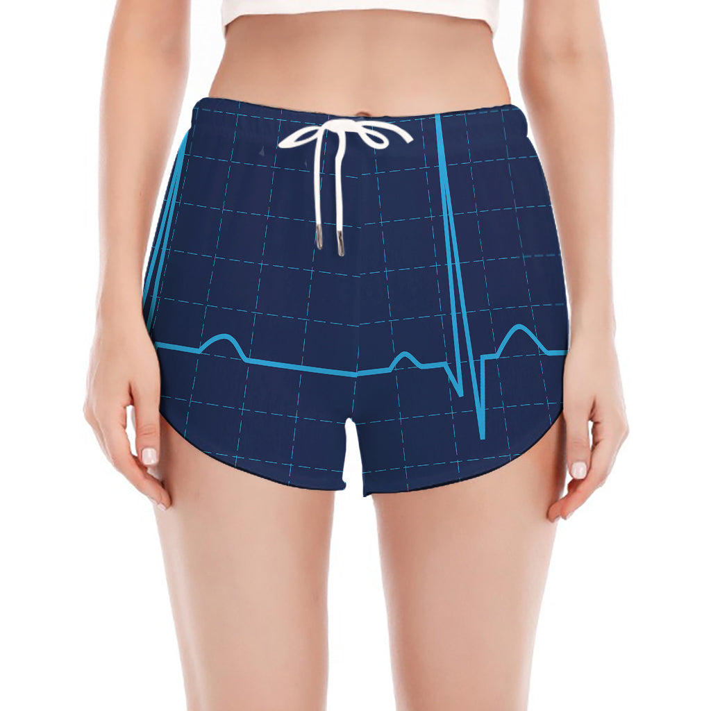 Heartbeat Electrocardiogram Print Women's Split Running Shorts