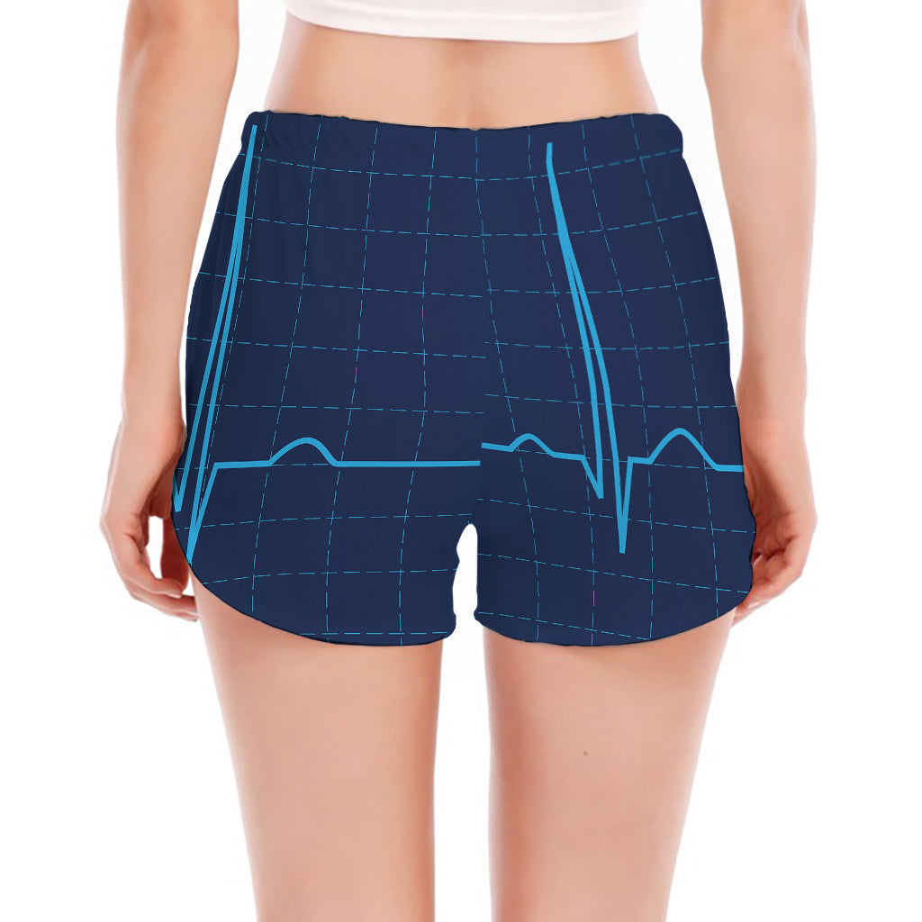 Heartbeat Electrocardiogram Print Women's Split Running Shorts