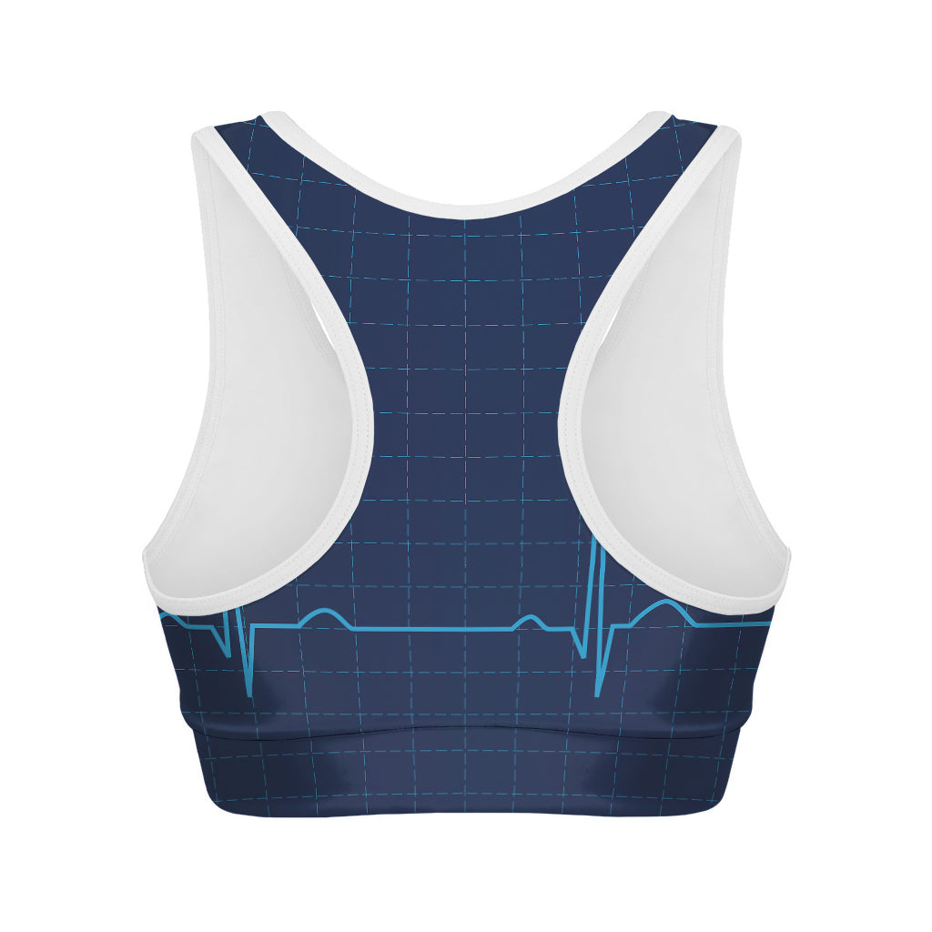 Heartbeat Electrocardiogram Print Women's Sports Bra