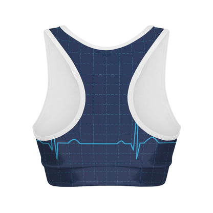 Heartbeat Electrocardiogram Print Women's Sports Bra