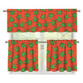 Hemp Leaf Pattern Print 3 Piece Kitchen Curtains