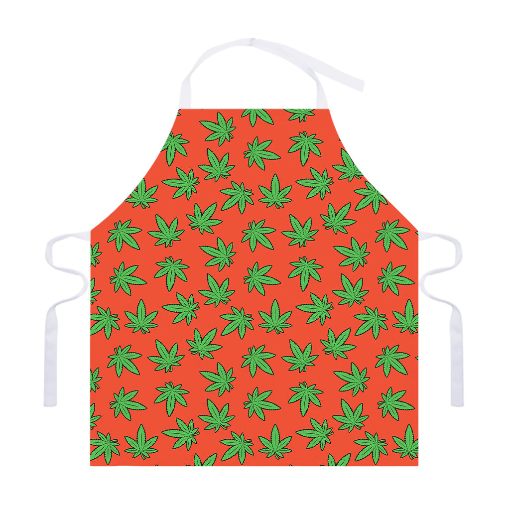 Hemp Leaf Pattern Print Adjustable Apron