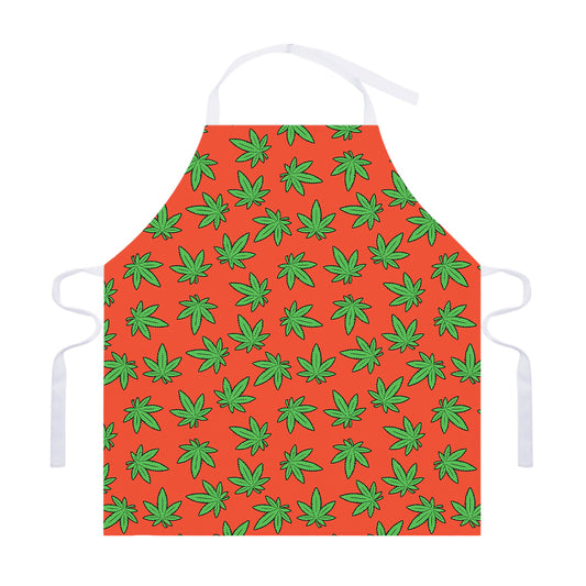 Hemp Leaf Pattern Print Adjustable Apron