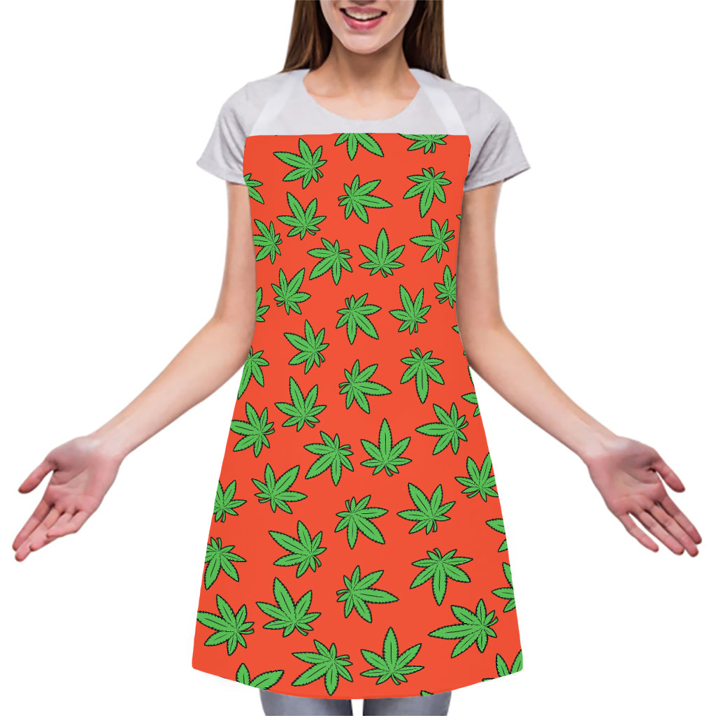 Hemp Leaf Pattern Print Adjustable Apron