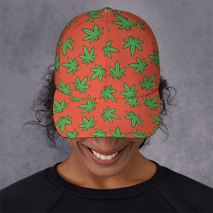 Hemp Leaf Pattern Print Baseball Cap