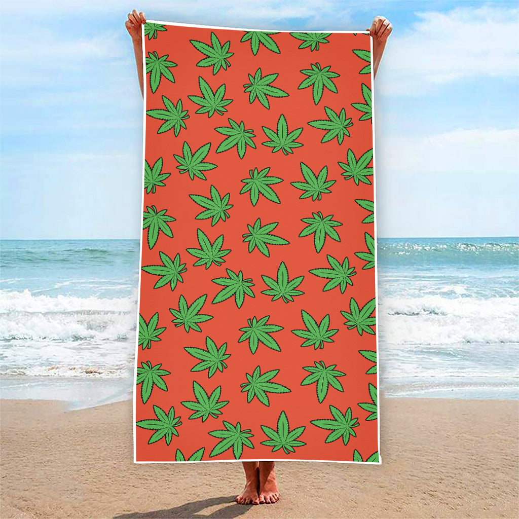 Hemp Leaf Pattern Print Beach Towel