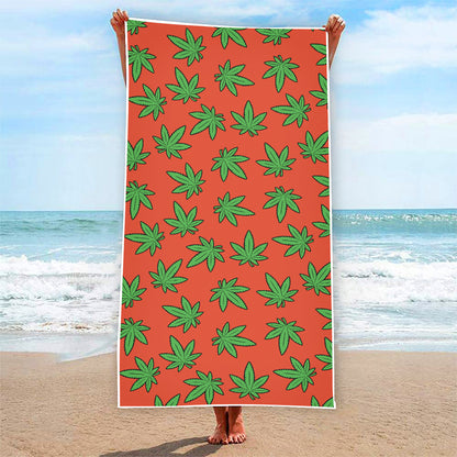 Hemp Leaf Pattern Print Beach Towel