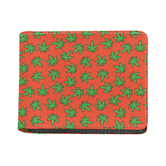 Hemp Leaf Pattern Print Bifold Wallet