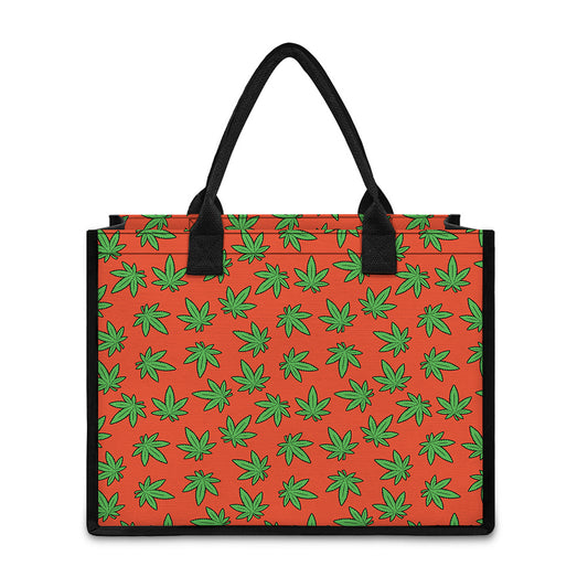 Hemp Leaf Pattern Print Canvas Tote Bag