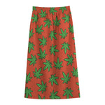 Hemp Leaf Pattern Print Cotton Front Slit Maxi Skirt