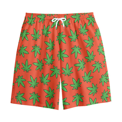 Hemp Leaf Pattern Print Cotton Shorts