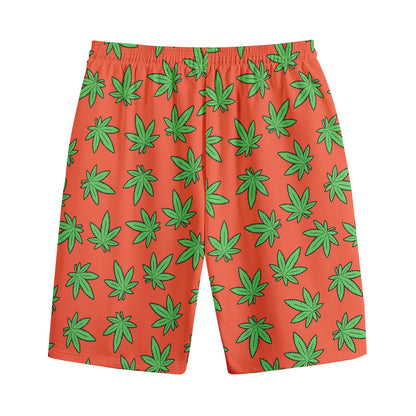 Hemp Leaf Pattern Print Cotton Shorts