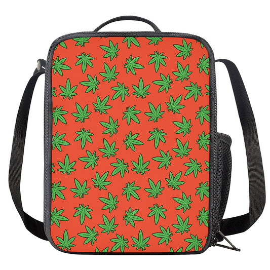 Hemp Leaf Pattern Print Crossbody Lunch Bag