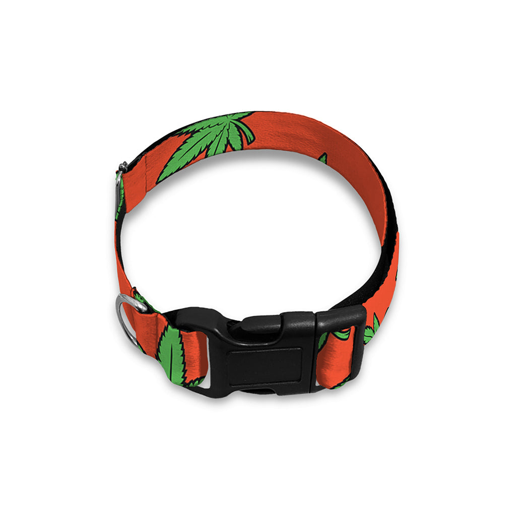 Hemp Leaf Pattern Print Dog Collar