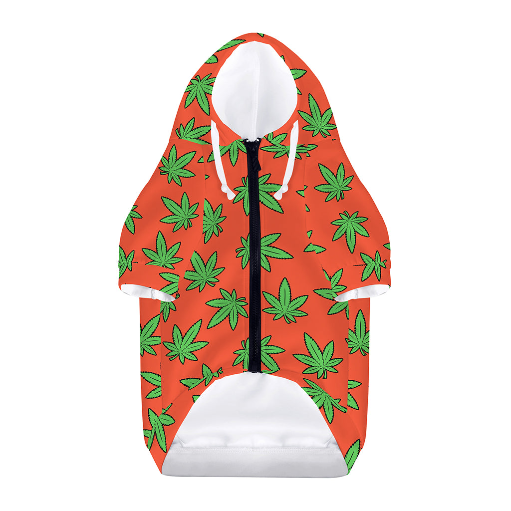 Hemp Leaf Pattern Print Dog Zip Up Hoodie