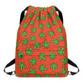 Hemp Leaf Pattern Print Drawstring Backpack