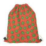 Hemp Leaf Pattern Print Drawstring Bag