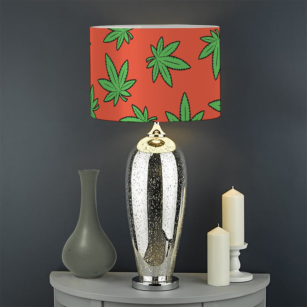 Hemp Leaf Pattern Print Drum Lamp Shade