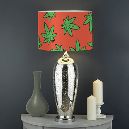 Hemp Leaf Pattern Print Drum Lamp Shade