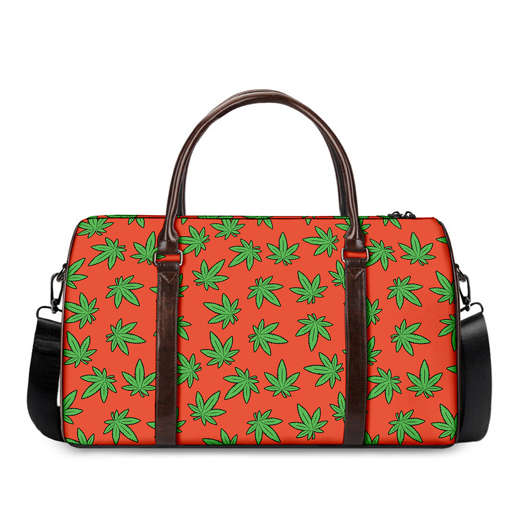 Hemp Leaf Pattern Print Duffle Bag
