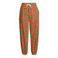 Hemp Leaf Pattern Print Fleece Lined Knit Pants