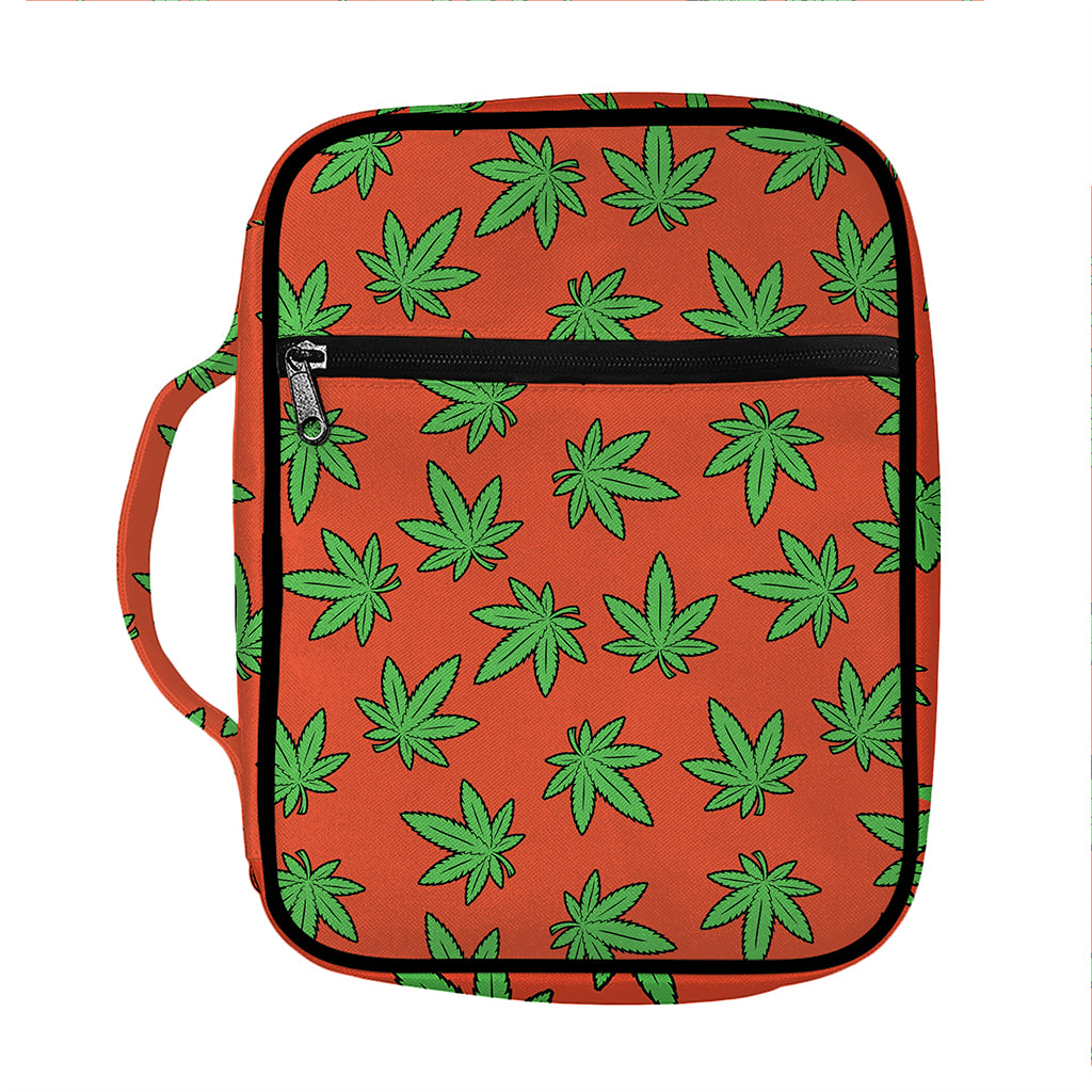 Hemp Leaf Pattern Print Front Pocket Bible Bag