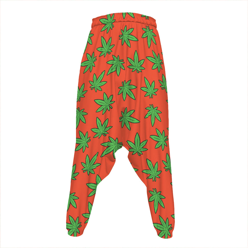 Hemp Leaf Pattern Print Hammer Pants