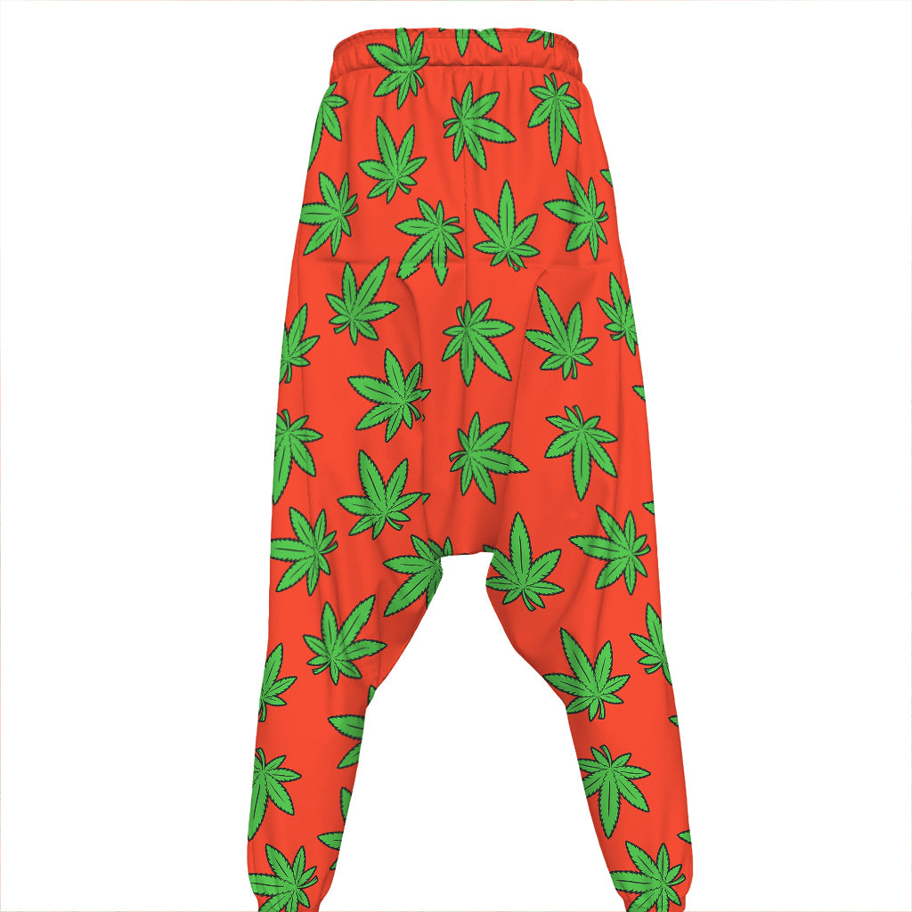 Hemp Leaf Pattern Print Hammer Pants