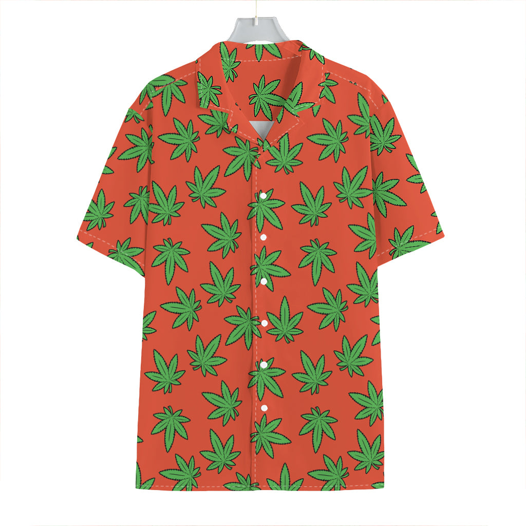 Hemp Leaf Pattern Print Hawaiian Shirt