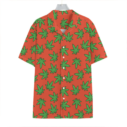 Hemp Leaf Pattern Print Hawaiian Shirt