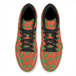 Hemp Leaf Pattern Print High Top Leather Sneakers