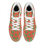 Hemp Leaf Pattern Print High Top Leather Sneakers