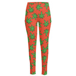 Hemp Leaf Pattern Print High-Waisted Pocket Leggings