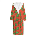 Hemp Leaf Pattern Print Hooded Bathrobe