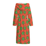 Hemp Leaf Pattern Print Hooded Bathrobe