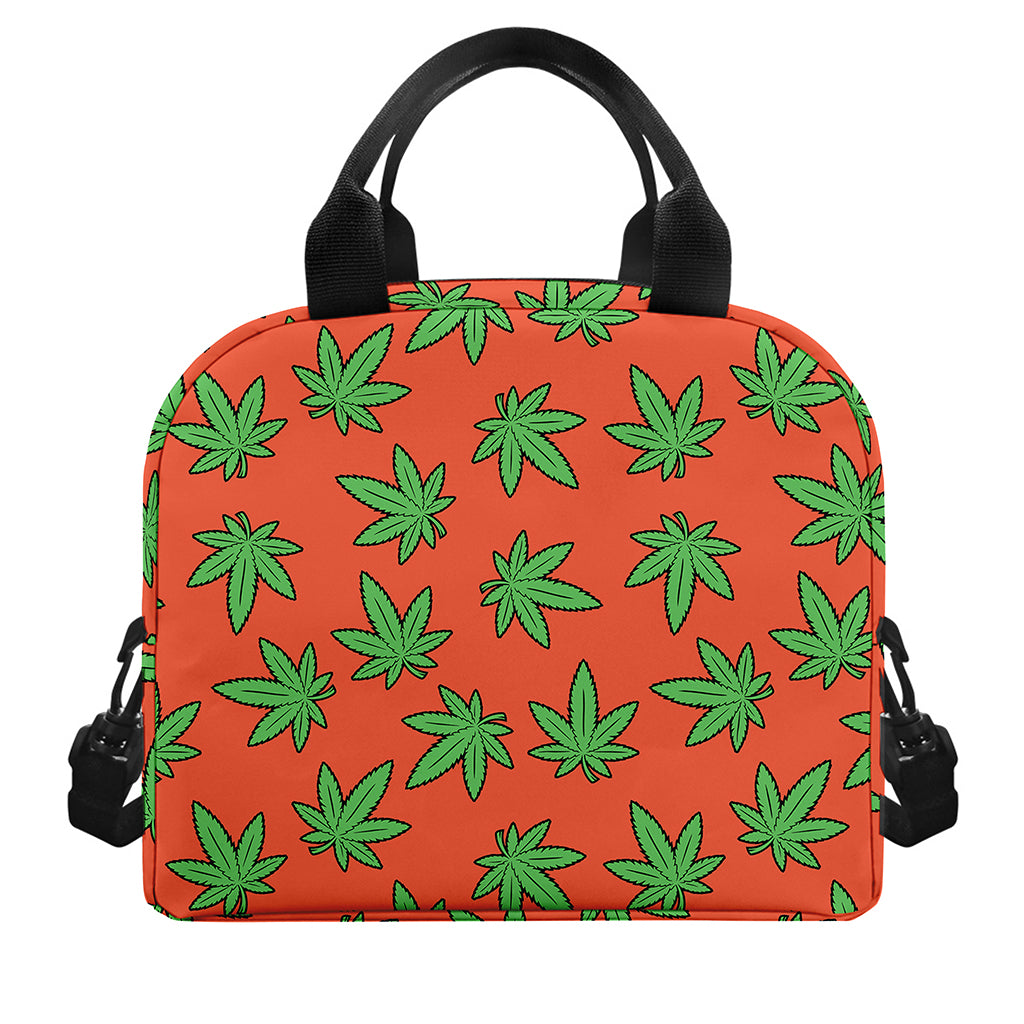 Hemp Leaf Pattern Print Insulated Lunch Bag