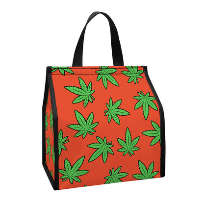 Hemp Leaf Pattern Print Insulated Lunch Tote