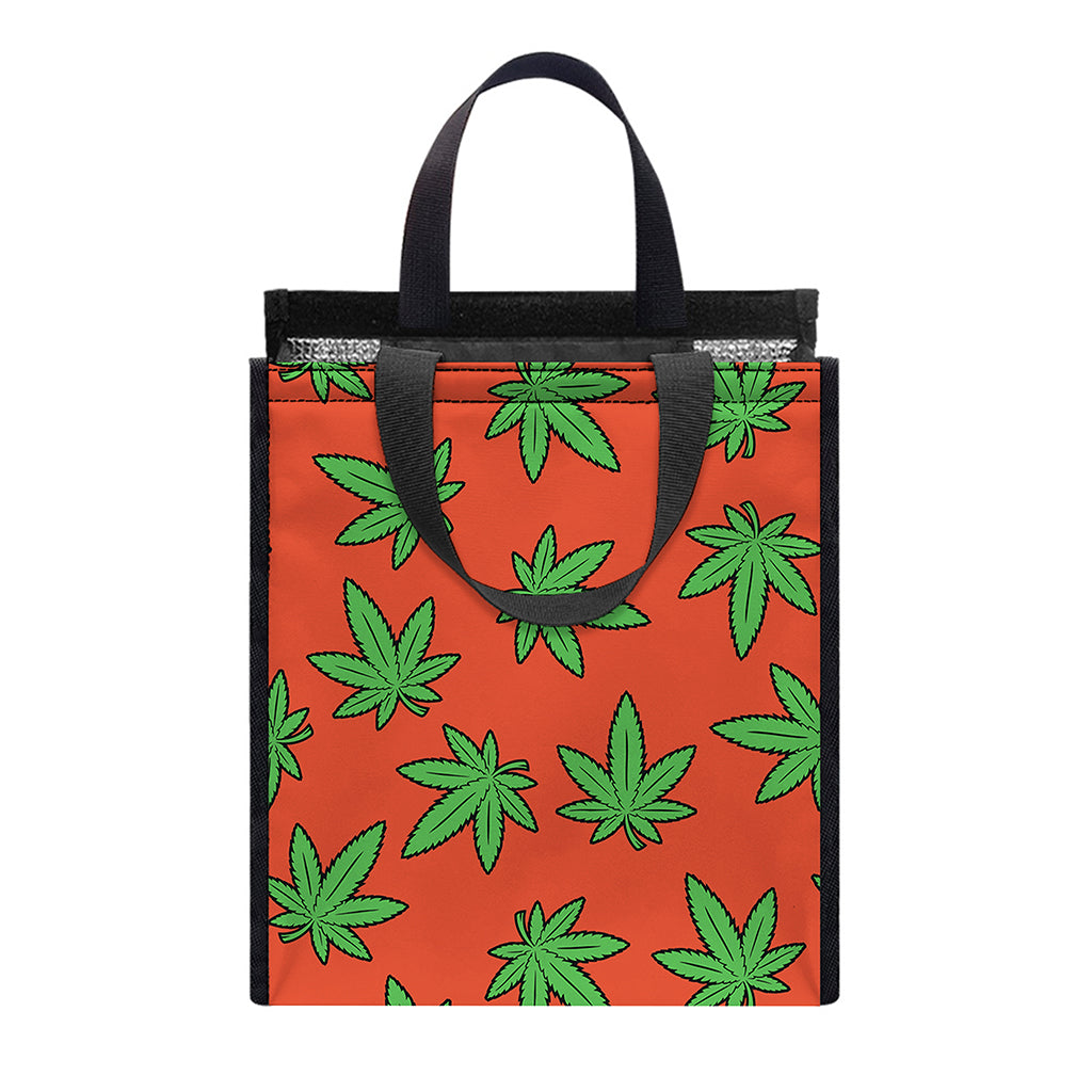 Hemp Leaf Pattern Print Insulated Lunch Tote
