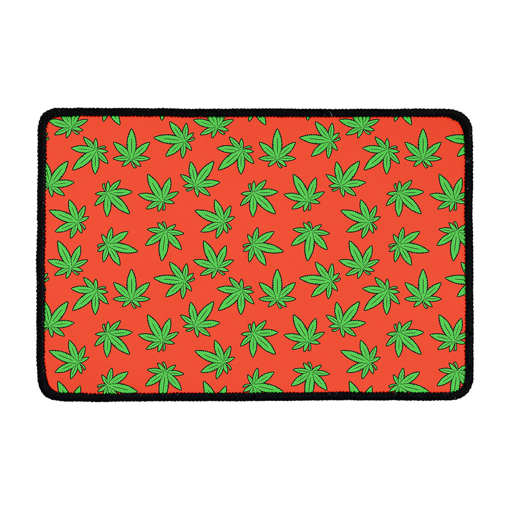 Hemp Leaf Pattern Print Kitchen Mat
