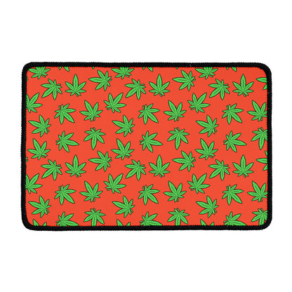 Hemp Leaf Pattern Print Kitchen Mat
