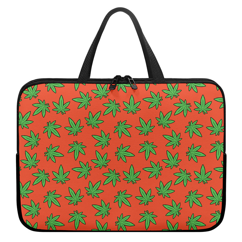 Hemp Leaf Pattern Print Laptop Sleeve With Handle