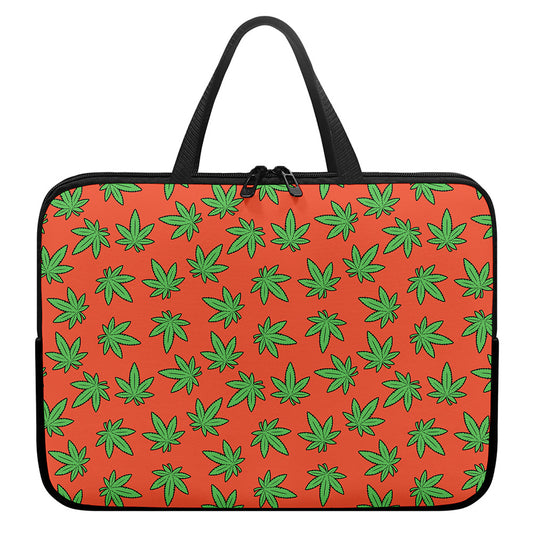 Hemp Leaf Pattern Print Laptop Sleeve With Handle
