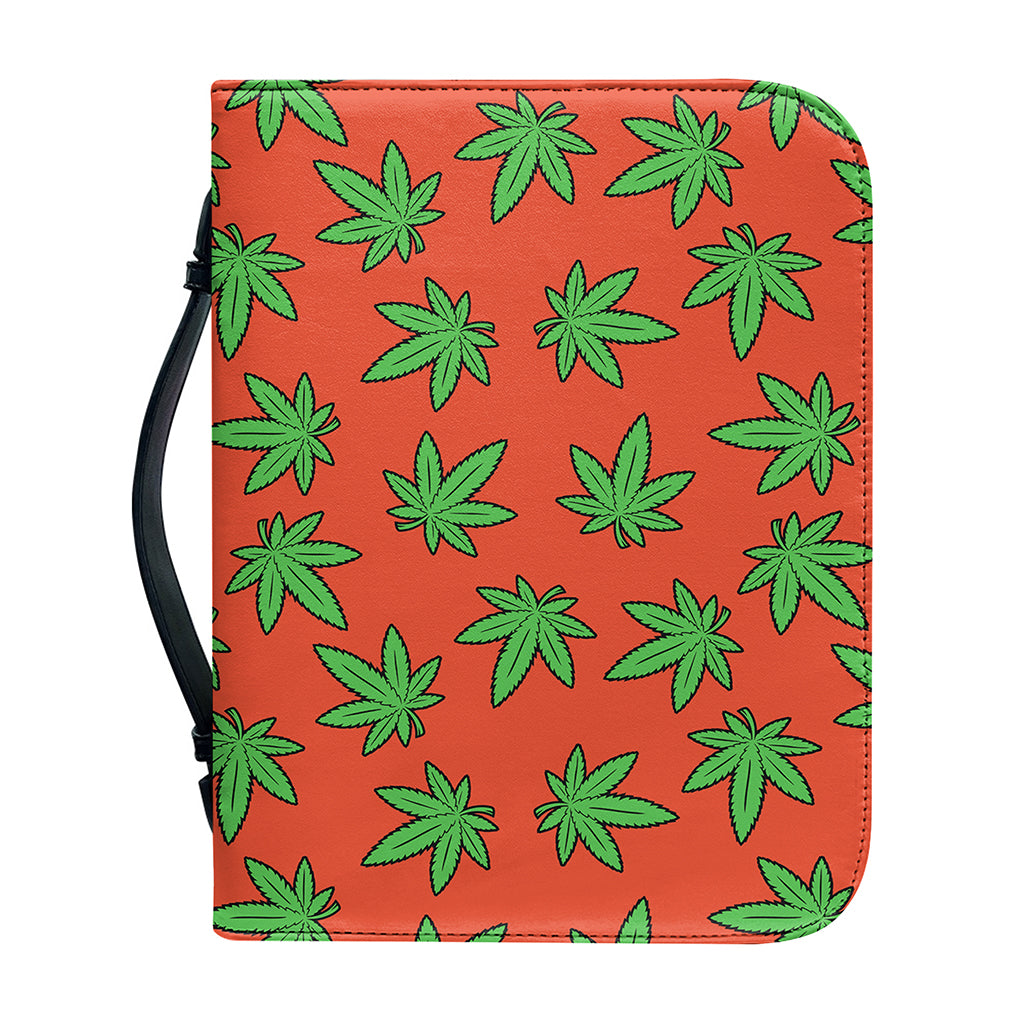 Hemp Leaf Pattern Print Leather Bible Cover