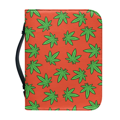 Hemp Leaf Pattern Print Leather Bible Cover