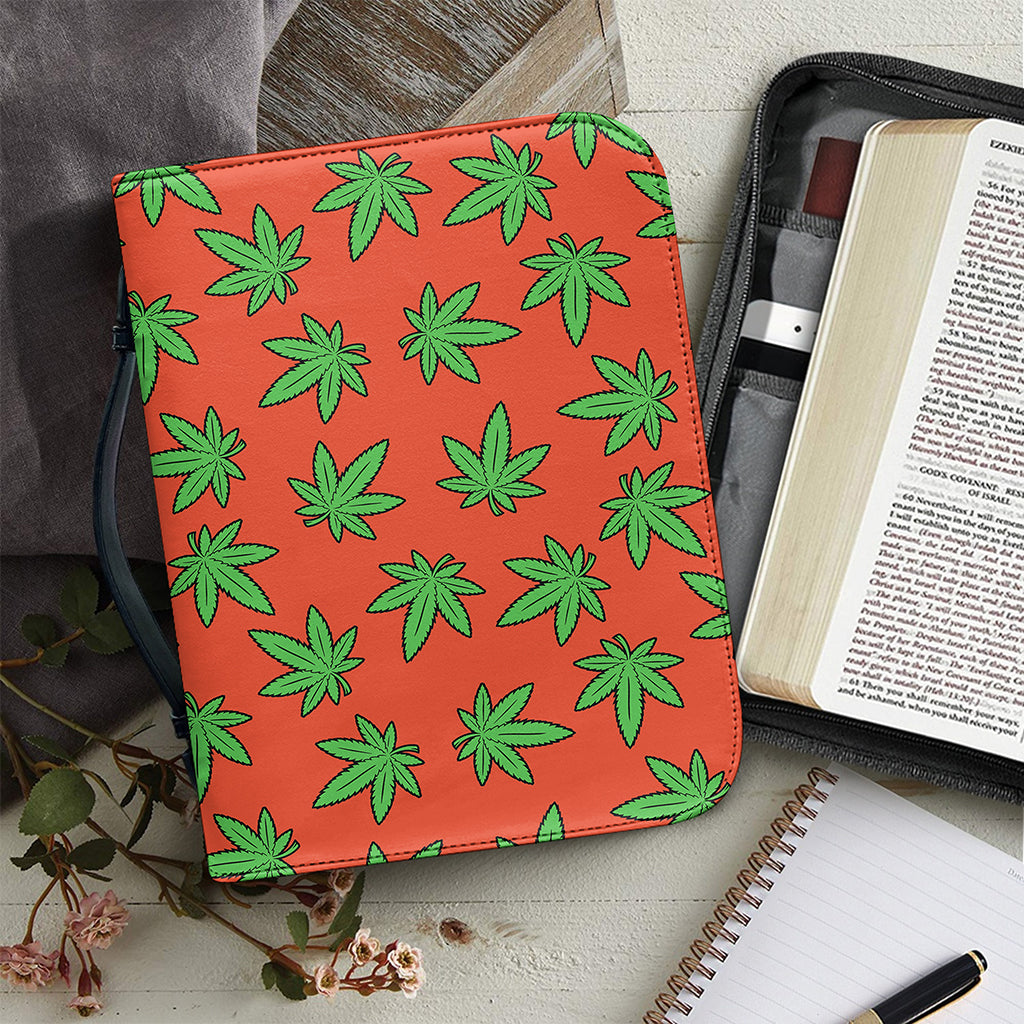 Hemp Leaf Pattern Print Leather Bible Cover