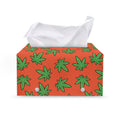 Hemp Leaf Pattern Print Leather Tissue Box Cover