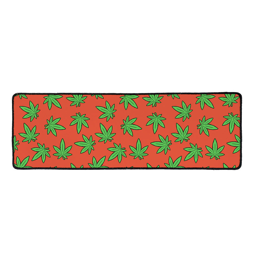 Hemp Leaf Pattern Print Long Kitchen Mat