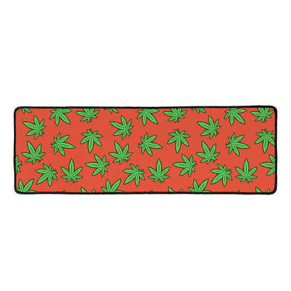 Hemp Leaf Pattern Print Long Kitchen Mat